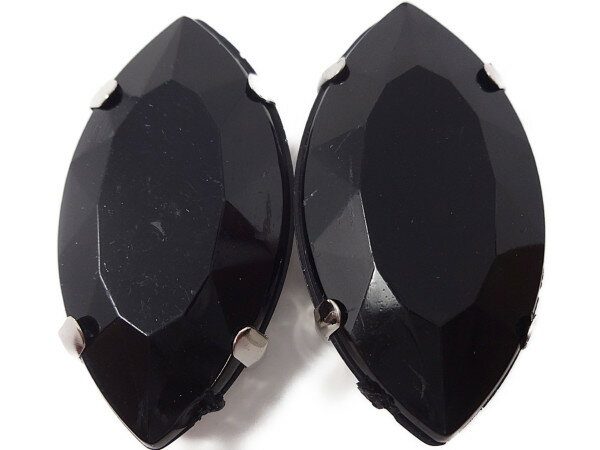 キラリ手芸部 No1530ツメ有りビジュー パーツ（アクリルビーズ ラインストーン）黒色（ブラック）1.7×3..