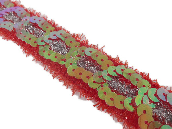 キラリ手芸部 No.3170スパンコールブレード リボン_赤色（レッド）幅2cm×長さ2m【131123ブレード リボン】（手芸用） シークイン Sequin