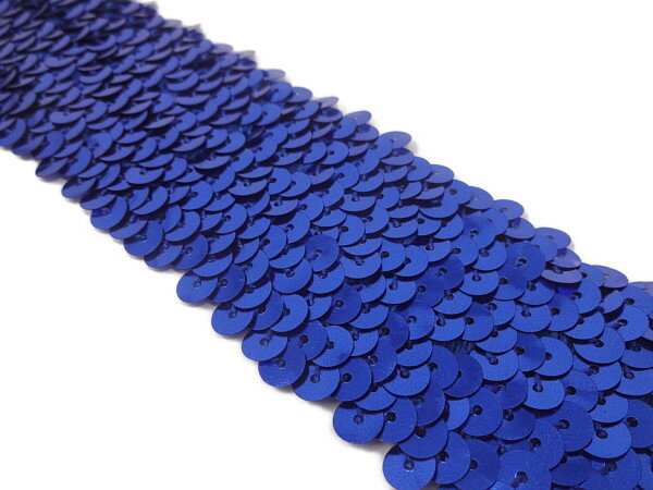 キラリ手芸部 No710スパンコールブレード リボン収縮性タイプ_青色（ブルー）幅4.5cm×長さ2m巻き（手芸用） シークイン Sequin