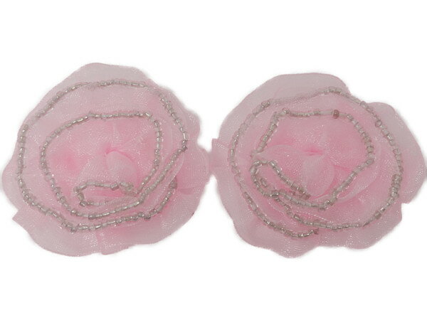 キラリ手芸部 No.4499フラワーモチーフ（ピンク色）_約4.5cm×約4.5cm×2個（手芸用）