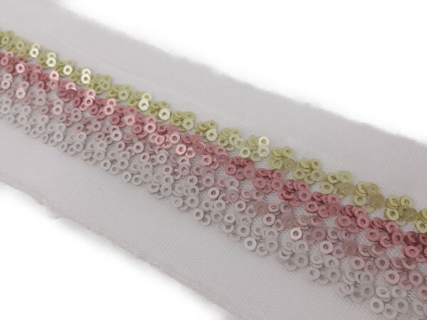 キラリ手芸部 NO.5363 スパンコール レース マルチカラー 幅:約9cm×長さ2m巻き 手芸用 シークイン Sequin