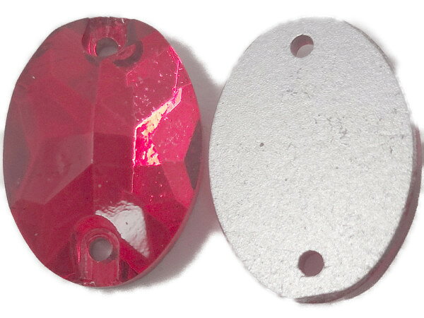 キラリ手芸部 No.6471 手芸用 ビジュー パーツ ソーオン ストーン（ガラス ビーズ ラインストーン）赤 レッド 楕円形 オーバル 1.1cm×1.6cm_9個入り