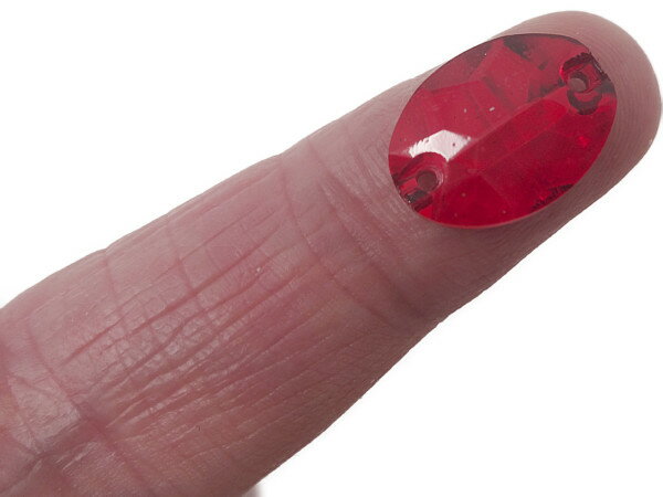 キラリ手芸部 No.6471 手芸用 ビジュー パーツ ソーオン ストーン（ガラス ビーズ ラインストーン）赤 レッド 楕円形 オーバル 1.1cm×1.6cm_9個入り