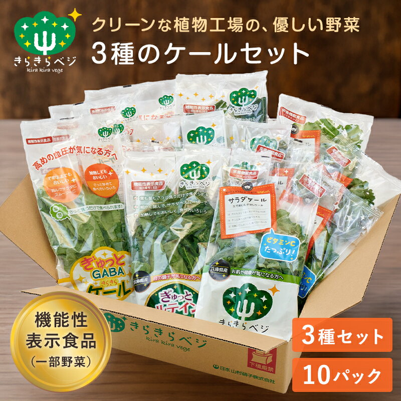 3種のケールセット 計10パック入り ケール サラダ 野菜セット ルテイン GABA ビタミンC 送料無料 クー..