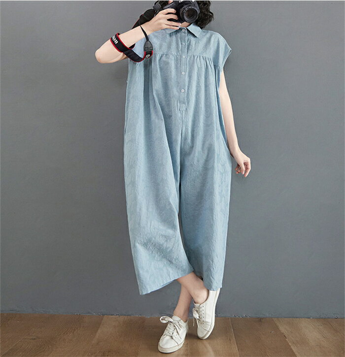 オールインワン サロペット パンツ レディース 夏 つなぎ オーバーオール ノースリーブ 九分丈 ワイドパンツ ボトムス ワイド サルエル ゆったり 体型カバー カジュアル シンプル 着瘦せ 細見え 大人 春夏 お洒落 30代 40代 50代 送料無料