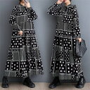 ワンピース マキシワンピース 総柄 レディース 秋 ロングワンピース 黒 シャツワンピース マキシ 長袖 Aライン ワンピ ロング丈 フレア ゆったり 体型カバー スタンドカラー きれいめ 個性的 大きいサイズ ブラック 着瘦せ カジュアル おしゃれ シンプル 通勤OL 通学