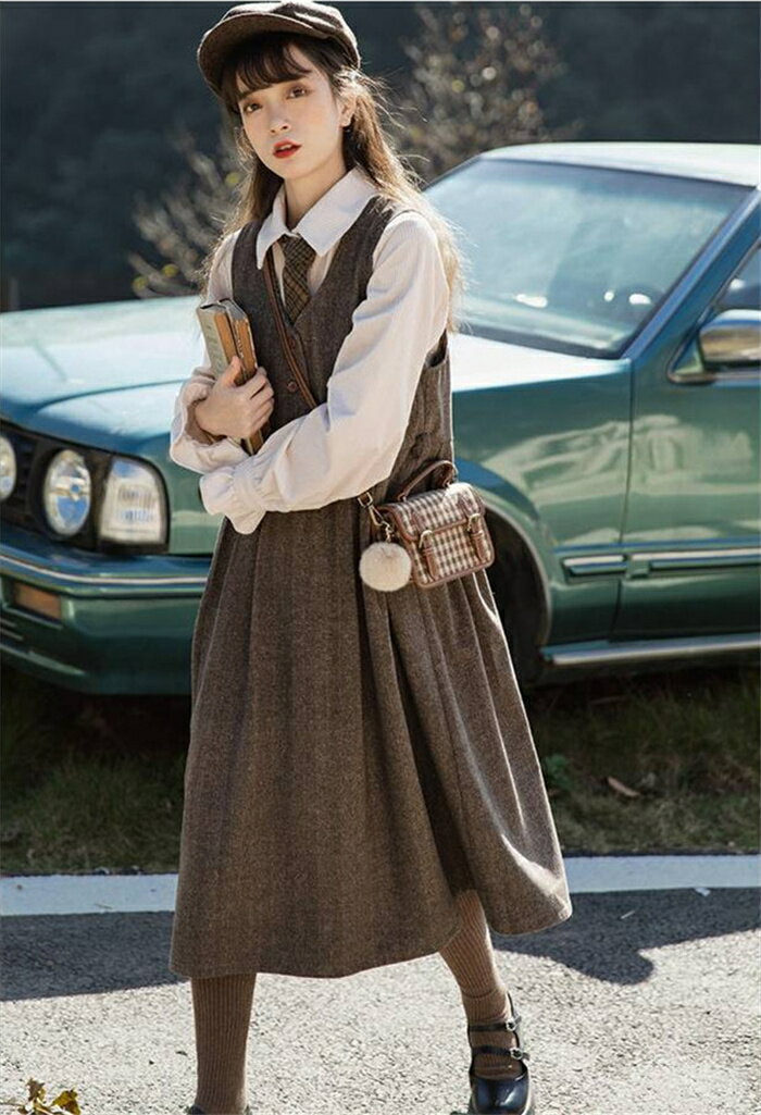 ジャンパースカート サロペット スカート レディース 秋冬 ジャンスカ サロペットスカート ツイード ワンピース ロングワンピース Aライン ロング丈 ールインワン きれいめ レイヤード 重ね着 ゆったり カジュアル 通勤OL 着痩せ 事務所 大人 オフィス ビジネス 仕事