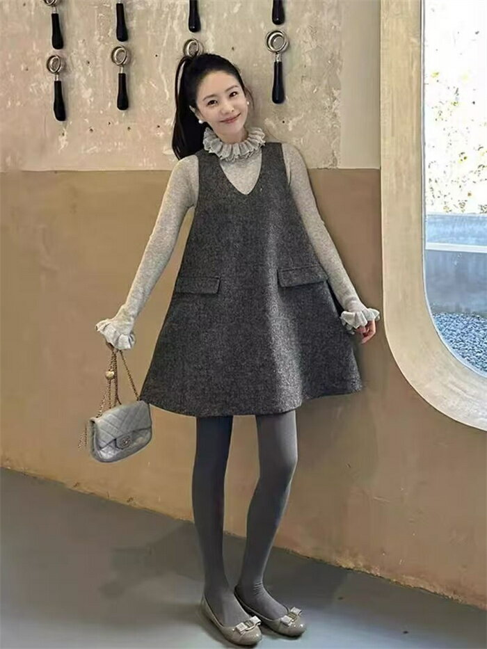 ジャンパースカート ツイード レディース 春 秋 冬 ジャンパー スカート サロペット スカート ワンピース ジャンスカ ノースリーブ 膝丈 ベストワンピース 無地 ワンピ 通勤OL レイヤード 重ね着 オフィス きれいめ ゆったり カジュアル きれいめ 大人 着痩せ 可愛い