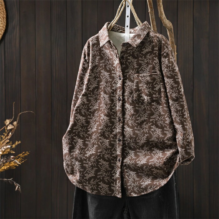 裏起毛 ブラウス シャツ 微起毛 レディース 秋 冬 長袖 花柄 トップス シャツブラウス 総柄 コットン 裏ボア あったか 重ね着 インナー レイヤード 前開き 羽織り 可愛い ゆったり 体型カバー カジュアル 通勤OL オフィス 暖か シンプル フォーマル ビジネス 通学