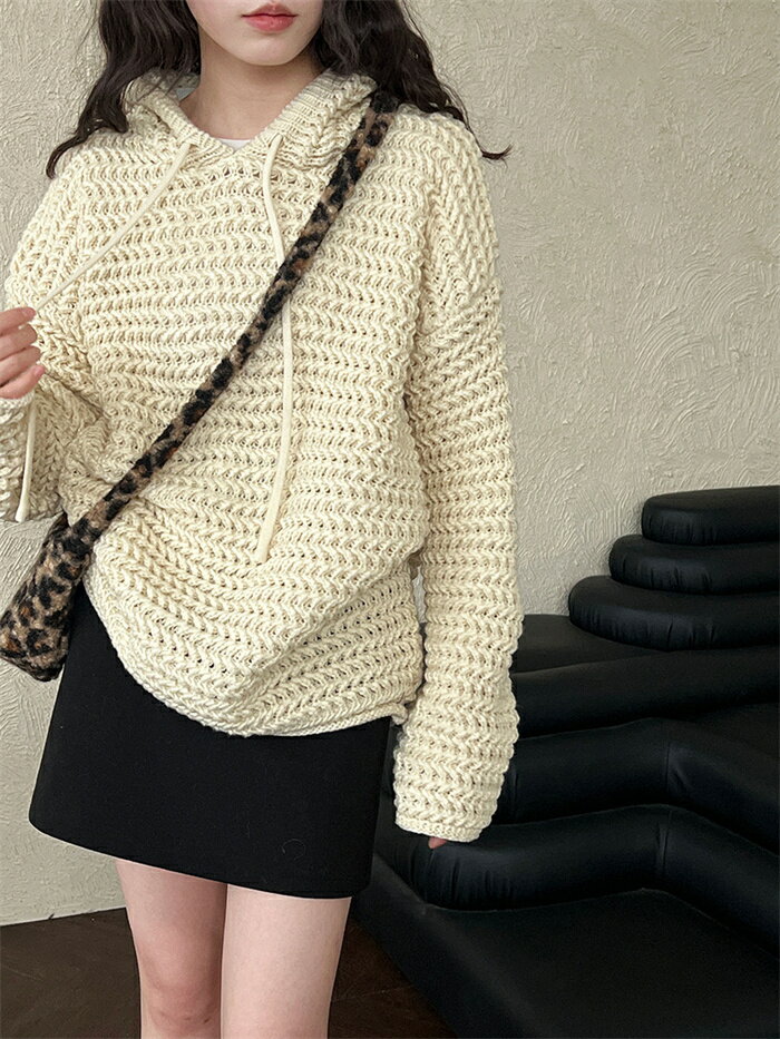 セーター ニットパーカー ニット フード付き レディース 秋 冬 ニットセーター ざっくり編み パーカー 長袖 カットソー トップス 無地 シンプル ゆったり 体型カバー カジュアル おしゃれ きれいめ 可愛い 通勤 通学 20代 30代 40代 50代