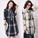 シャツワンピース 春 チェック 長袖ワンピース レディース ロングシャツ チュニック シャツ aライン チェック柄 長袖 ゆったり 春夏 チュニック カジュアル...