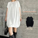 Tシャツ ワンピース カットソー 涼しい トップス レディース ロング ティーシャツ オーバーサイズ ビック チュニック ドルマン コクーン 体型カバー 半袖 無地 大きいサイズ ゆったり カジュアル ビッグシルエット ドロップショルダー お尻が隠れる 白 ブラック 春 夏