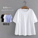 Tシャツ レディース tシャツ カットソー 半袖 プルオーバー 夏 春 無地 クルーネック 五分袖 ゆったり カジュアル 大きいサイズ おしゃれ シンプル ゆるっと Aライン きれいめ 着回し 汗染み防止 トップス カットソー 着痩せ 体型カバー 送料無料