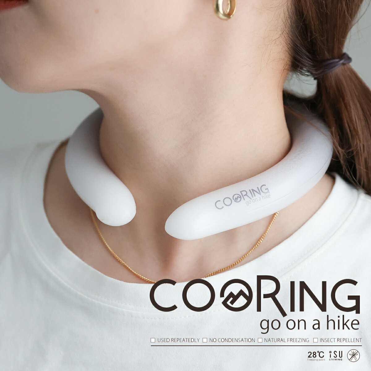 お買い得最終価格 2023年新作☆【iSU 公式ストア】COORING GO ON A HIKE 28℃ アイス クーリング ネッククーラー S M L サイズ カーキ ブラック グラデーション ネック用 クール リング アイス 虫よけ 首掛け 冷却 冷感 熱中症 スポーツ 3