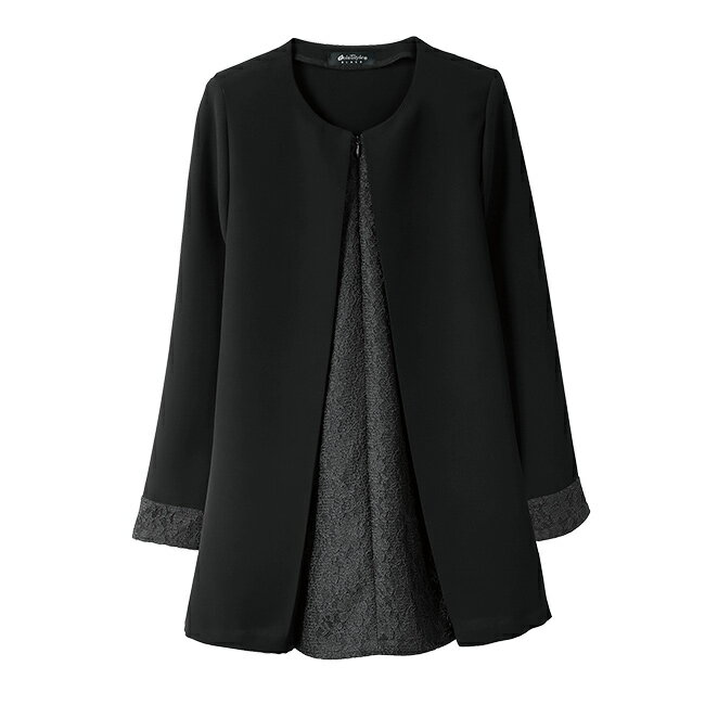 【特典あり】eclaT style BLACK フォーマル フォーマルチュニック 長袖[レディース フォーマル チュニック トップス ノーカラー ブラックフォーマル 冠婚葬祭 お呼ばれ 結婚式 きれいめ 40代 50代 60代 女性]