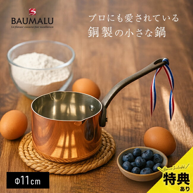 Small Pans - 【特典あり】BAUMALU ボウマル 銅の小さなソースパン 両口 11cm[鍋 ソースパン ミニ 片手 小鍋 小さい 片手鍋 銅 揚げ物 調理器具 おしゃれ プロ仕様 製菓道具 離乳食 ミルクパン キッチン]
