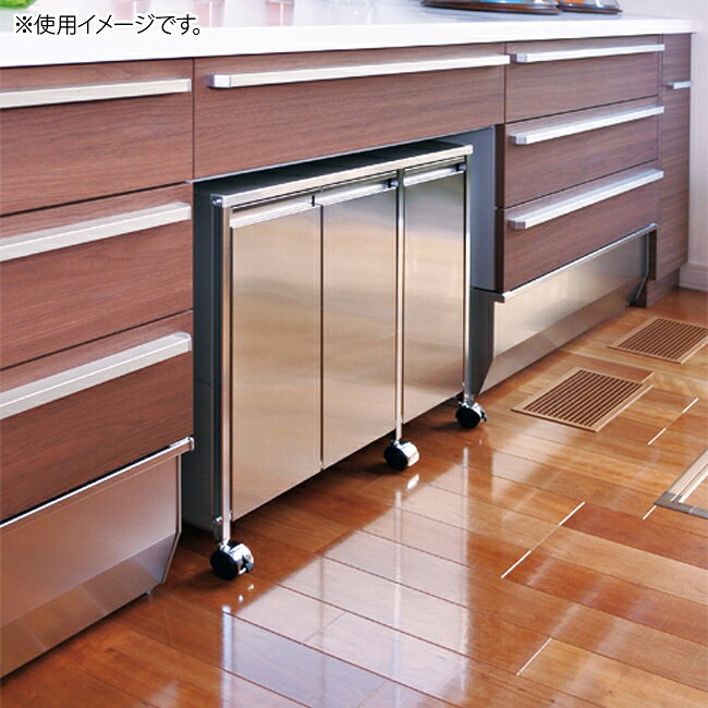 【特典あり】FRAMES&SONS 2way ステンレス ダストボックス 14L シンク下3分別 DS52-1[ゴミ箱 ステンレス製 分別 おしゃれ シンプル 隠す 収納 キッチン カウンター下 キャスター アジャスター 日本製 ペール付き] メーカー直送 [3]