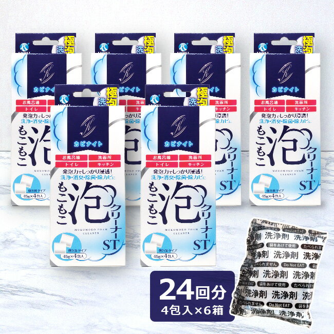 カビナイト もこもこ泡クリーナー ST 45g×4包入≪6箱≫ 24回分 排水管 ヌメリ 臭い カビ 洗浄 排水口 大掃除 キッチン 台所 トイレ 洗面所 流し シンク 水回り 掃除 泡 洗剤 排水管洗浄 汚れ 自分で 除去 家庭用 泡洗浄