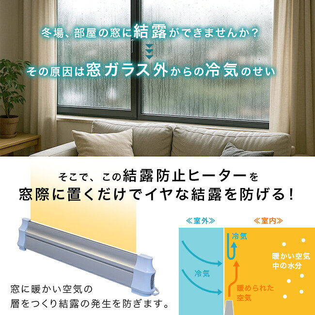 キレイスポットの【特典あり】結露防止ヒーター アル aru-1500[窓際ヒーター 結露対策 寒さ対策 窓 ヒーター 暖房 結露 対策 冷気 遮断 結露対策グッズ 暖房グッズ 窓下専用ヒーター 窓下ヒーター 防止 150cm]｜アングル2