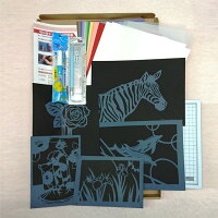 切り絵スターターキット[初心者にも手軽に体験できる切り絵セット 切り絵作家の絵柄で本格アート体験 手作りキット 脳トレにもなる工作キット]