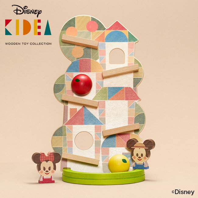 KIDEA キディア スロープ ミッキー＆フレンズ TYKD00604[おもちゃ 木製 ボール転がし 玉転がし ボール 転がす のせる 組立て 子ども 男の子 女の子 かわいい シンプル 遊ぶ 知育 ディズニー キャラクター 1才半 1歳半 1.5歳 以上 ギフト]