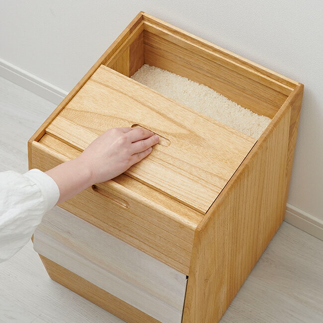 kirisai 桐のこめ櫃 30kg[桐 木製 米櫃 こめびつ お米 ストック 保管 ストッカー おしゃれ 米 容器 保存容器 天然木 日本製 桐材 インテリア キッチン 蓋付き パントリー ライスボックス 水拭き]