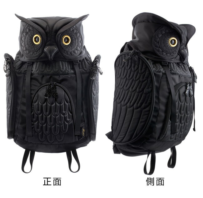 【レビュー特典あり】MORN CREATIONS ミミズクバックパックLサイズ OW-111 BLK[ふくろう好きにはたまらない ふくろうグッズ・雑貨 フクロウのかわいい鞄 おしゃれなリュック ふくろうのリュックサック]