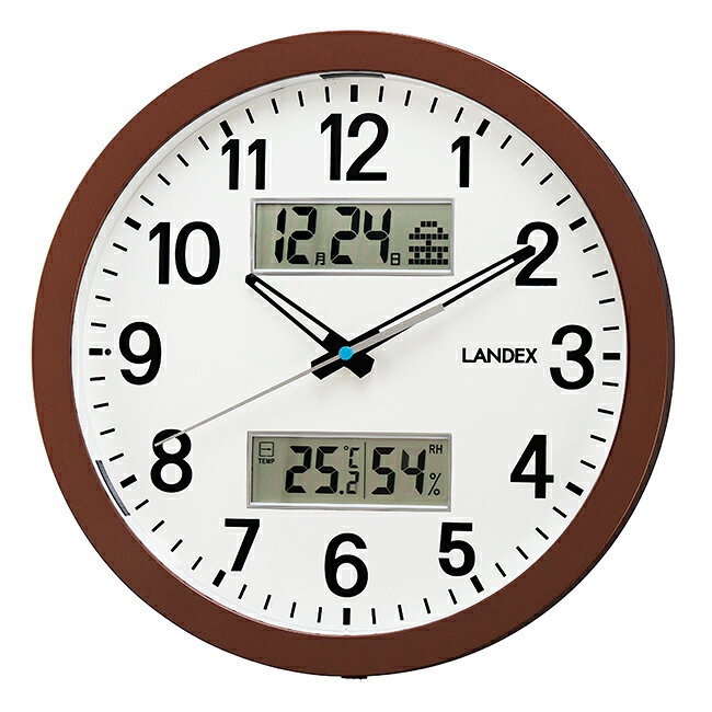 【特典あり】Landex ランデックス 温湿度計付き多機能掛け時計[掛け時計 壁掛け時計 アナログ 壁掛け 時計 温度湿度計 ウォールクロック 電池 デジタル シンプル 日付 付き カレンダー 曜日 温度計 湿度計 夜間 自動 点灯 自動点灯 静音 リビング 丸] 即納 [2]