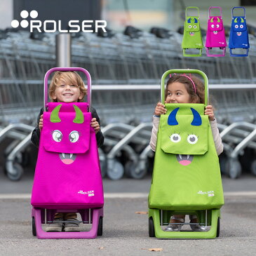 ROLSER ロルサー KIDS[ショッピングカート 2輪 キッズカート 子ども用 カート カラフル ポップ おしゃれ キャラクター かわいい まねっこ お手伝い ごっこ遊び 買い物 おでかけ 29L 生地 丈夫 男の子 女の子 男女兼用]