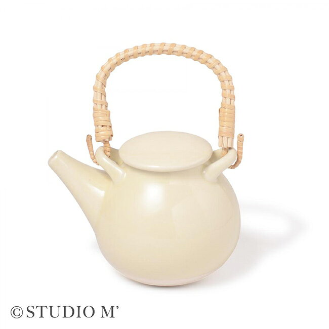 【特典あり】studio m’ スタジオエム なつめ 土瓶[急須 おしゃれ ティーポット 土瓶急須 和食器 日本製 陶器 かわいい 小さめ ミニ ポット 電子レンジ対応 来客用 お茶 煎茶道具 紅茶 ティータイム 籐 ハンドル 持ち手 ナチュラル]