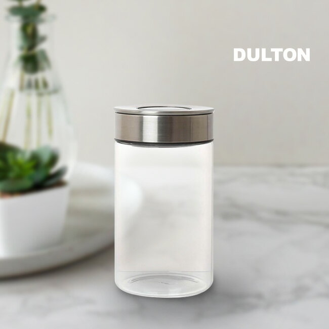 DULTON ダルトン シリンダー ジャー ウィズ プレス リッド M 950ml[保存瓶 密閉 保存容器 キャニスター ガラス ステンレス モダン キッチン インテリア 料理 調理 コンロ周り 飾る スパイス ショートパスタ シリアル 保存 詰め替え 入れ替え 容器 詰め替え容器] 1