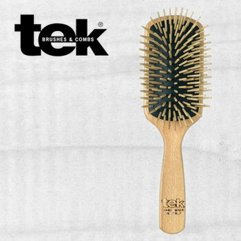tek テックブラシ スクエアグランデ ナチュラル TEK102103NR[木製ピンで人気のヘアーブラシ(ヘアブラシ) 髪の毛のブラッシングにおすすめなイタリア製のブランドくし 頭皮や髪に優しいブラシ]