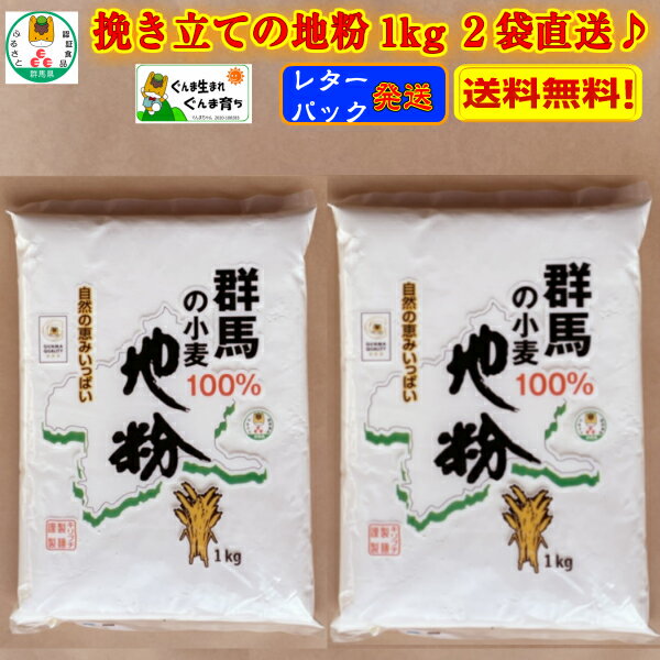 地粉 100％ 1kg 2袋 すいとん粉 手打ちうどん粉 カツ 【レターパックプラス送料無料】 中力粉 国産 地粉 群馬県産 小麦粉 すいとん粉 おつみ団子 手打ちうどん粉 産地グルメ 自宅用 