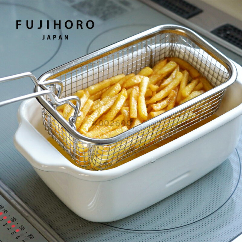 富士ホーロー ポテトフライを簡単調理 付属品4点付き揚げ物鍋 IH対応 付属品4点(フライヤーバスケット/温度計/スノコ網/バット)付き 鍋 天ぷら鍋 揚げ物 角型天ぷら鍋 TP-20KFB.W 琺瑯 ほうろう おしゃれ 北欧 白 コンパクト 素揚げ 琺瑯 フライヤー シンプル あす楽