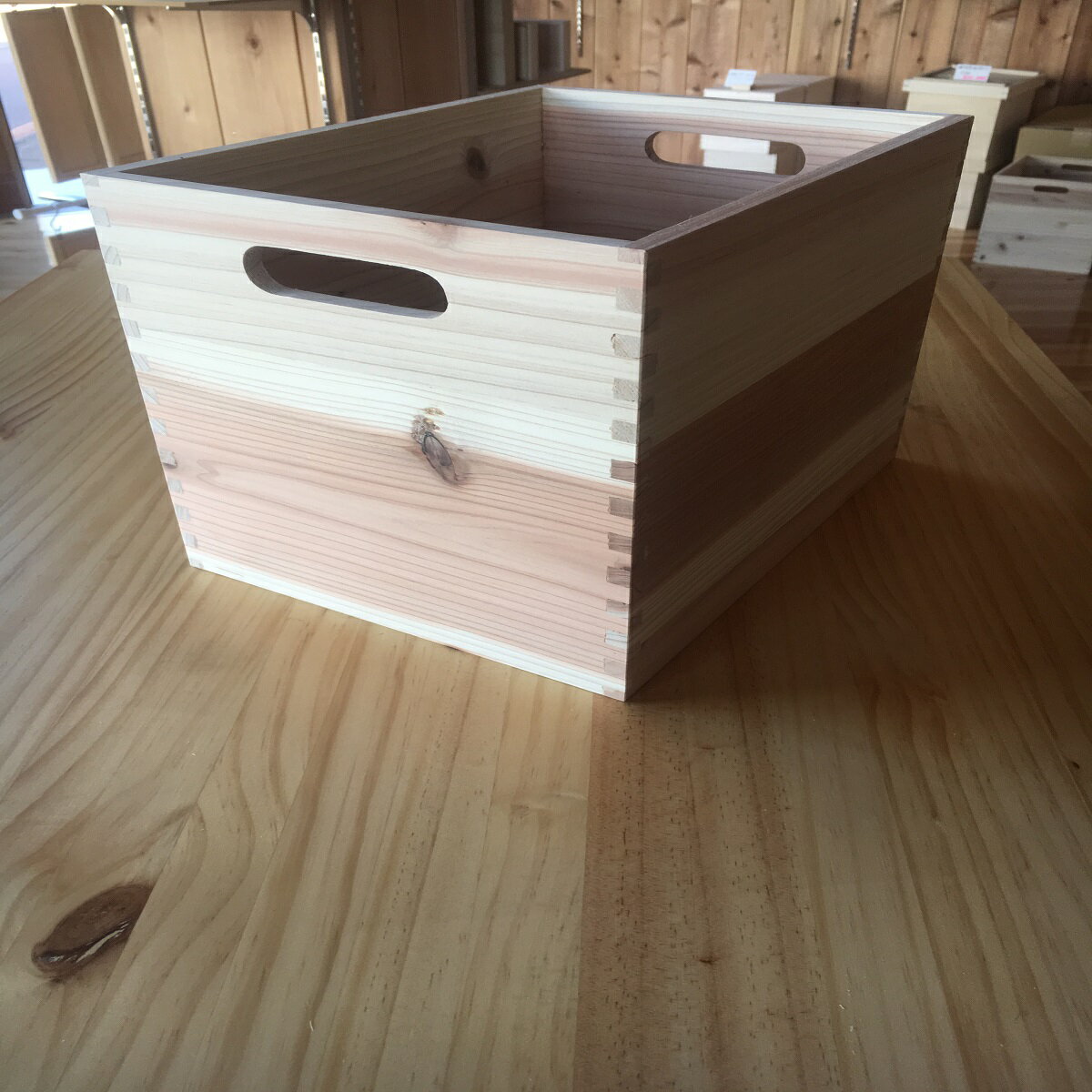 杉収納ボックス【小・キャスター無し】（外寸：290×220×H220mm）