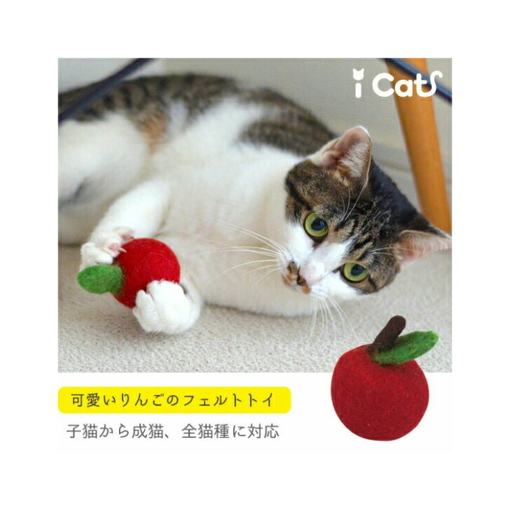 iCaTOY コロコロフェルトTOY りんご 猫用 おもちゃ フェルトトイ