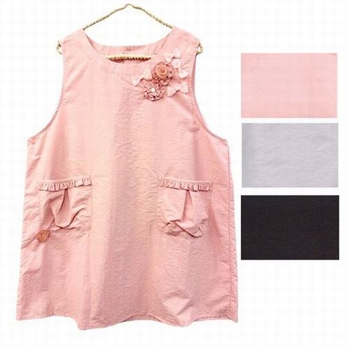 乐天商城 - リボンと花ナイロンモチーフエプロン エプロンドレス ナイロン エプロン 花モチーフ 撥水加工 K‐5975