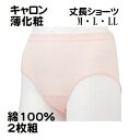 2枚組 キャロン 婦人 肌着 ショーツ 丈長 タイプ ウエスト1本ゴム通し パンティ レディース インナー 肌着 綿100% 薄化粧2871 送料込み(メール便)