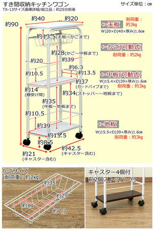 すき間収納キッチンワゴン棚キャスター付き台所収納棚サカベ7261784