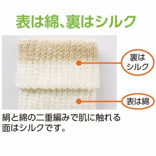 絹と綿の2重編み ロング サポーター ロング丈 52cm丈 男女兼用 レッグウォーマー きゃはん 冷え性 おすすめ （メール便対応）