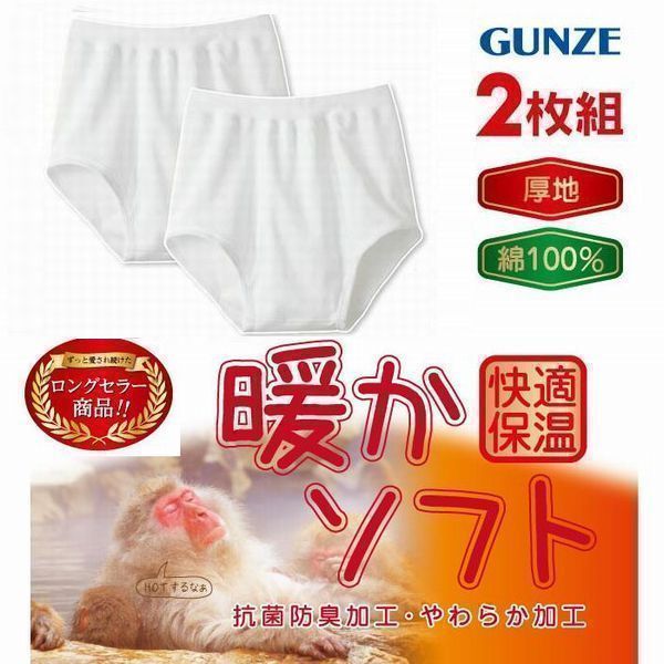 グンゼ スパンブリーフ(前あき) 2枚組 暖かソフト RP6530A 綿100％ あったかソフト スムース 紳士 メンズ 肌着 ブリーフ 白 下着 秋冬　抗菌防臭加工 やわらか加工