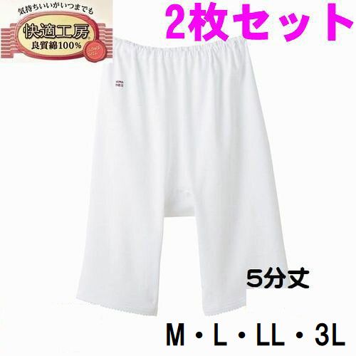 2枚セット グンゼ 婦人 肌着 M・L ・LL・3L 5分丈パンティー パンツ KQ3066 快適工房 レディース インナー 肌着 綿100% 日本製 大きいサ...