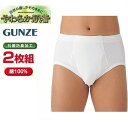 2枚組 グンゼ 肌着 天引きブリーフ やわらか肌着 白 ホワイト パンツ 前あき 紳士 メンズ インナー 肌着 下着 綿100%