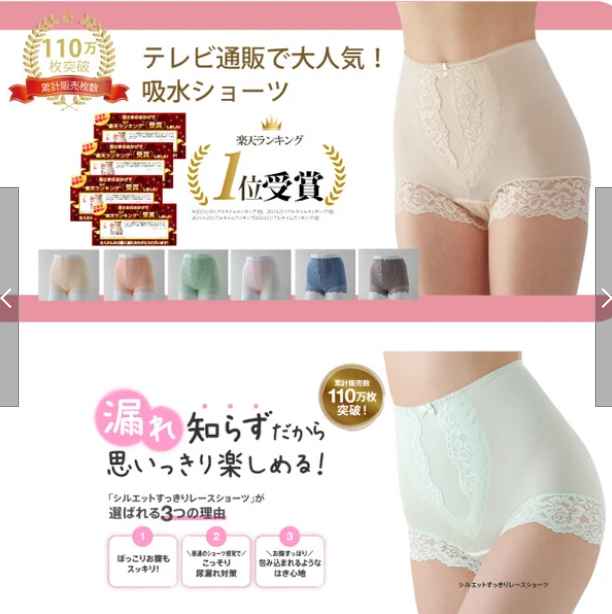 3枚組 軽失禁 パンツ 女性用 尿漏れ用 レースショーツ WK310 シルエットすっきり 30cc ちょい漏れ レディース 婦人 渡嘉毛織12042213 3