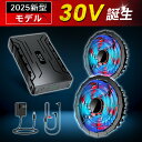 空調服 バッテリーファンセット ファン付きウェア 30V高電圧出力 5段階風速調節 40000mAHバッテリー付き 大風量 低騒音 静音 ファン付き作業服用 フ...