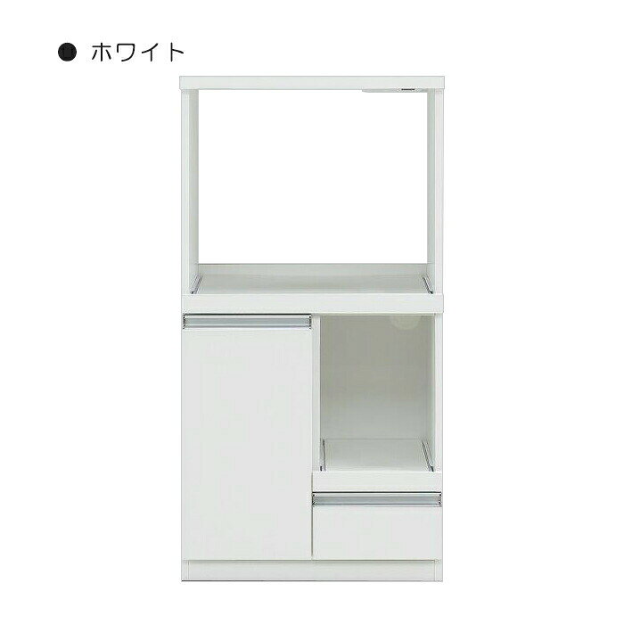 レンジボード 幅60cm レンジ台 扉タイプ ミドル キッチンワゴン キッチンラック キッチンカウンター キャビネット 食器棚 2口コンセント 箱組引出し スライドカウンター 完成品 キッチン収納 おしゃれ 清潔感 北欧 モダン アンティーク [2]