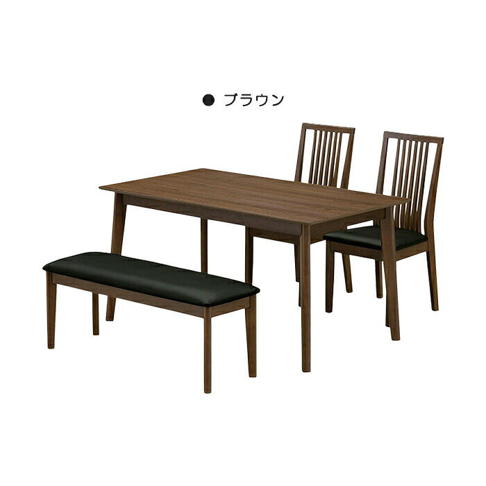 ダイニングセット ダイニングテーブルセット 3人 4人 幅135cm 食卓テーブル キッチンテーブル リビング チェア ベンチ 長方形 4点セット ウォールナット突板 オーク突板 木製 天然木 ラバーウッド ナチュラル ブラウン おしゃれ 北欧風 モダン [3]