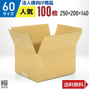 【法人特価】段ボール 箱 60サイズ 100枚 (250x200x140) 段ボール 60 宅配 梱包 通販 資材 用 セット 日本製 安い A式 みかん箱 ダンボール箱 60 らくらく メルカリ 便 ラクマ フリマ