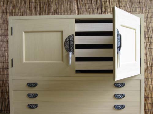 桐たんす桐タンス上置き観音扉シンプル着物収納総桐システム箪笥(衣装)上置タイプ板厚26mm 製造直売　商品番号683