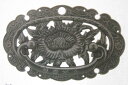 金具取っ手ツマミDIY引手小判型牡丹化粧かん・四君子かん付・時代色・足幅68mm商品番号6167057